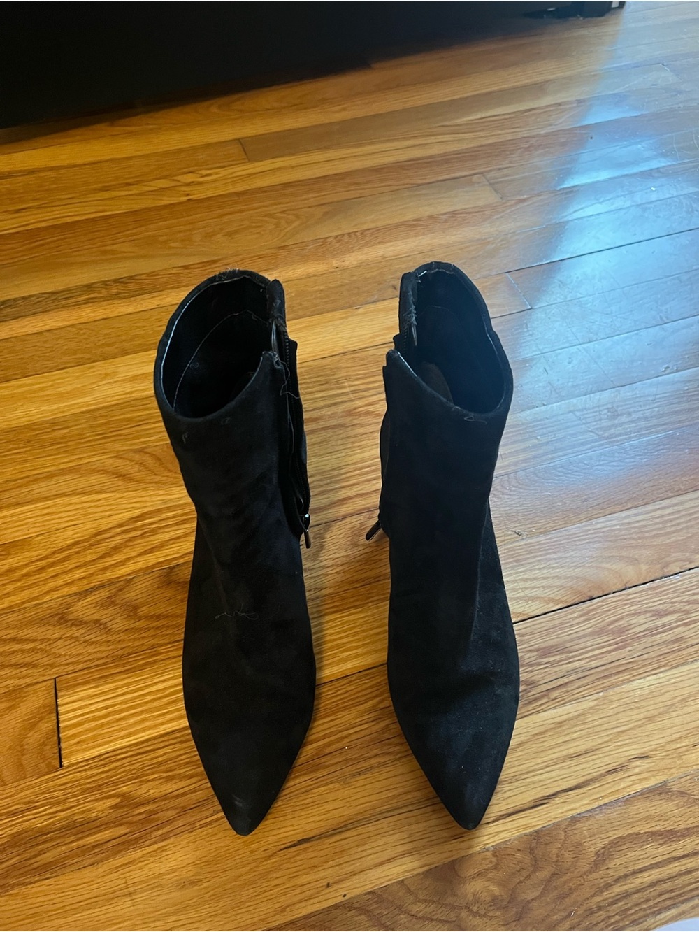 Black Suede/Leather Ankle Booties